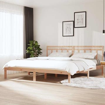 vidaXL Bedframe massief hout 180x200 cm, Huis en Inrichting, Eenpersoons, Bruin, Verzenden, Nieuw