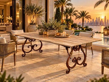 Tafel - Gietijzer - Antiek onderstel met nieuw blad