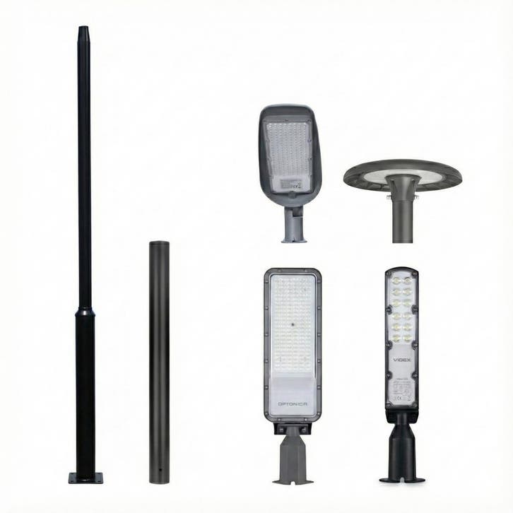 Zwarte lantaarnpaal | 3 meter hoog | Ø58mm, Tuin en Terras, Buitenverlichting, Staande lamp, Nieuw, Ophalen of Verzenden
