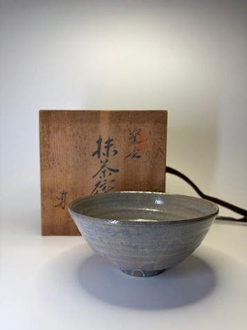Japanse Matcha-kom –  (Kiln Change) Glazuur – Tomobako met, Antiek en Kunst