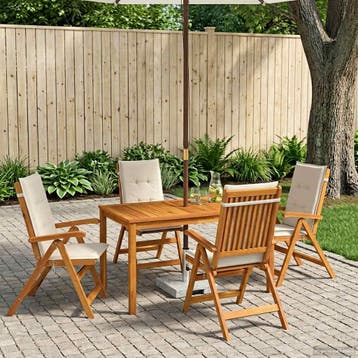 vidaXL 5-Piece Garden Dining Set Naturel Massief Acaciahout, Verzenden, Nieuw