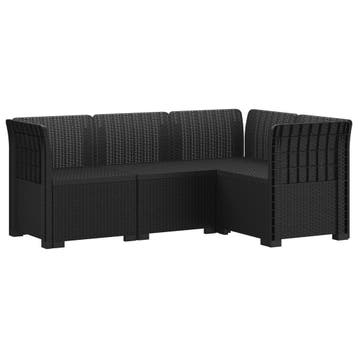 vidaXL 4-Zits Tuin Sofa Rattan Look PP Antraciet, Verzenden, Nieuw