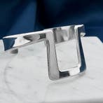 Zilveren slavenarmband met patroon; Maat S/M, Sieraden, Tassen en Uiterlijk, Armbanden, Ophalen of Verzenden, Gebruikt, Overige kleuren