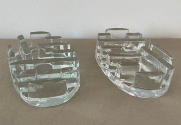 Tafelmiddenstuk - Glas - Set van twee glazen warmhouders en