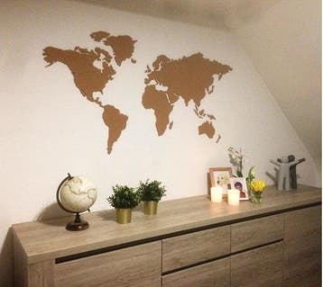 Kurk prikbord zelfklevend - wereldkaart - 208 x 246 cm, Ophalen of Verzenden, Nieuw