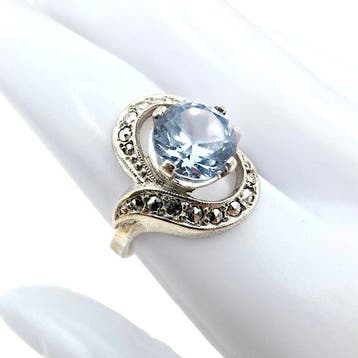 Zonder minimumprijs - Ring Zilver - Blauwe topaas, Nieuw
