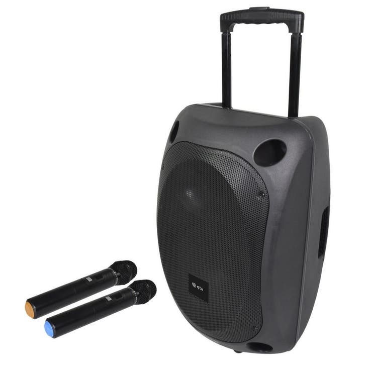 QTX QOVA 12 Draagbare Luidspreker Met 2 Microfoons USB SD BT, Muziek en Instrumenten, Microfoons, Overige typen, Nieuw, Verzenden