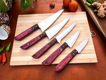 Keukenmes - Kitchen knife set - 750 - Staal, Hout,