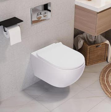 SALE - Ravius 53 - Mat wit - Toiletpot met zitting - Hangend, Ophalen of Verzenden, Nieuw