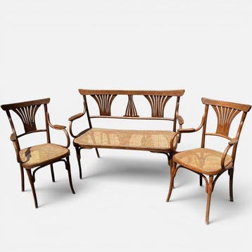 Jakob & Josef Kohn - Fauteuil (3) - Hout, Rattan