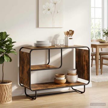 vidaXL Dressoir Gerookt eiken 93,5 x 37,5 x 64,5 cm Bewerkt, Verzenden, Nieuw, Overige houtsoorten, Minder dan 50 cm