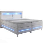 Boxspringbed / Boxspring Norfolk - 140 x 200 cm - Wit - LED, Huis en Inrichting, Slaapkamer | Boxsprings, Verzenden, Nieuw