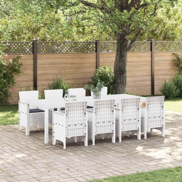 vidaXL Tuin Eetset 9 st Lichtgrijs Polypropyleen, Verzenden, Nieuw, Meer dan 8 zitplaatsen