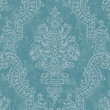 Profhome 397654-GU Barok behang ornamenten glanzend blauw, Huis en Inrichting, Verzenden