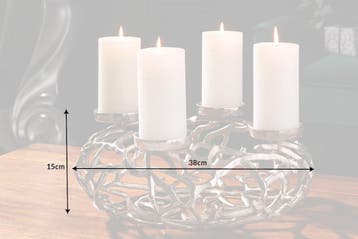 Elegante kandelaar ABSTRACT 38cm zilveren takkenkrans voor 4, Huis en Inrichting, Ophalen of Verzenden, Nieuw