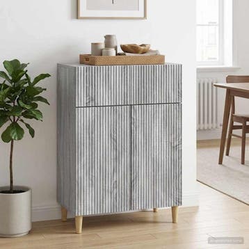 vidaXL Dressoir met lade Grijs sonoma 66 x 34,5 x 90 cm, Verzenden, Nieuw, Overige houtsoorten, Minder dan 50 cm