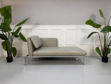 Brühl Roro Kleine Design-Leder Grijs Bank Chaise longue Slaa, Huis en Inrichting, Banken | Bankstellen, Tweepersoons, Leer, Ophalen of Verzenden