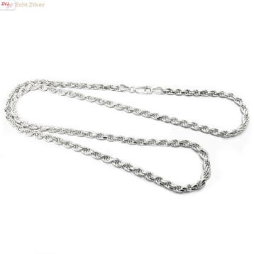 Zilveren rope ketting 60 cm 4 mm, Sieraden, Tassen en Uiterlijk, Kettingen, Verzenden, Nieuw, Zilver