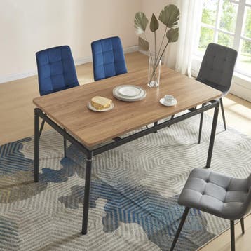 [en.casa] Eettafel Hemnes 140x80x75 cm eikenkleurig en zwart, Verzenden, Nieuw