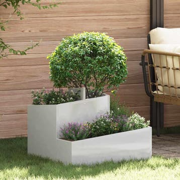 vidaXL Tuin Bloempot Zilver 60 x 60 x 50 cm Roestvrij staal, Verzenden, Nieuw, Metaal, 60 tot 100 cm