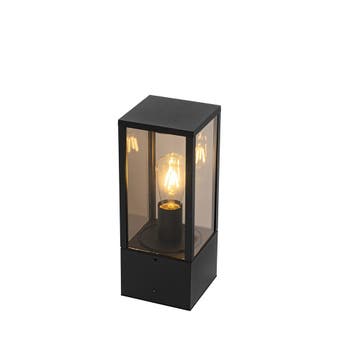Buitenlamp zwart met smoke glas met grondpin en kabelmof, Verzenden, Nieuw, Aluminium
