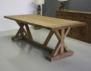 Kloostertafel teak -  200 cm, Huis en Inrichting, Ophalen of Verzenden, Nieuw, Rechthoekig, Teakhout