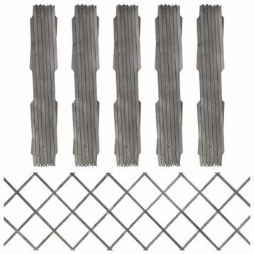 vidaXL Tuinlatwerken 5 st 180x60 cm massief vurenhout grijs, Verzenden, Nieuw, Hout