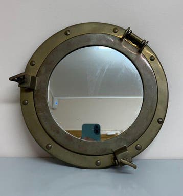 Wandspiegel - Brons - Oog van de os - maritiem, Antiek en Kunst