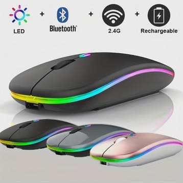 Draadloze Oplaadbare Muis met LED Verlichting - Stille Klik, Verzenden, Nieuw