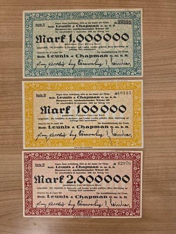 Duitsland. - 3 Banknotes 1923 – Hannover – Notgeld, Postzegels en Munten, Bankbiljetten | Europa | Niet-Eurobiljetten