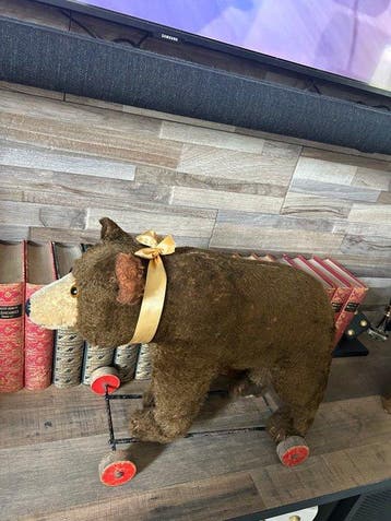 Steiff - Pluche speelgoed Ours ancien sur plateau à