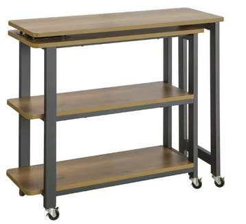 L-vormige Bijzettafel met Wielen – Verstelbaar en 2 Plank, Verzenden, Nieuw