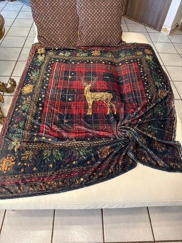 san Leucio - Elegante exclusieve plaid met rendier op, Nieuw