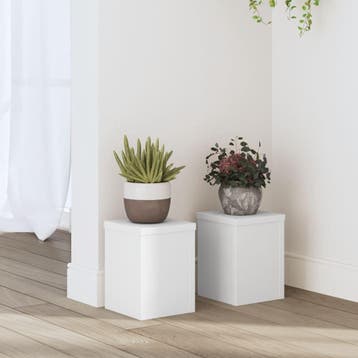 vidaXL Plantenstandaards 2 st 15x15x20 cm bewerkt hout wit, Verzenden, Nieuw