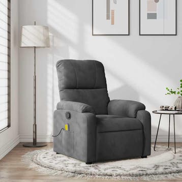 vidaXL Massagestoel in donkergrijs microvezelstof, Verzenden, Nieuw