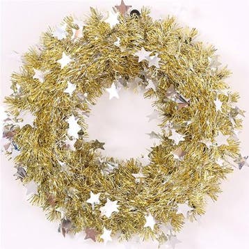 Dennenkrans Kunst Tinsel Goud Zilver 37 cm, Ophalen of Verzenden, Nieuw