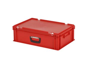 Koffer - 600 x 400 x H 190 mm - rood - stapelbak met deksel, Ophalen of Verzenden, Nieuw