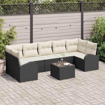 vidaXL Tuin Sofa Set 8 st 7-Aantal zitplaatsen Zwart en, Tuin en Terras, Tuinsets en Loungesets, Verzenden, Nieuw, Rotan, 8 zitplaatsen