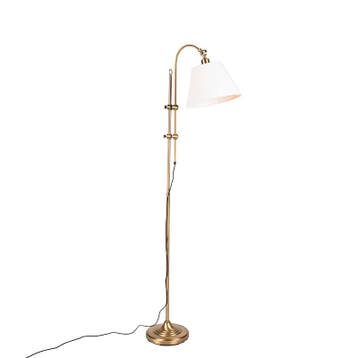 Klassieke vloerlamp brons met witte kap - Ashley, Huis en Inrichting, Lampen | Vloerlampen, Verzenden, Nieuw, Classic-antique