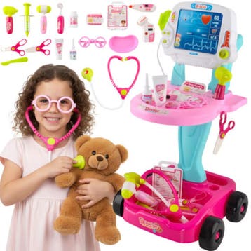 Ruhhy doktersset roze trolley 18-delig – educatief kinder., Ophalen of Verzenden, Nieuw