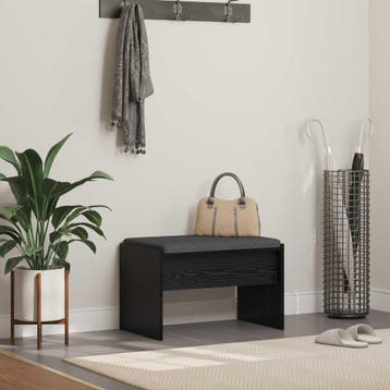 vidaXL Halbank met kussen Zwart Eiken 63 x 38 x 40 cm, Verzenden, Nieuw