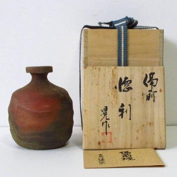 Vaas - Bizen-aardewerk, tokkuri-vormige knopvaas met, Antiek en Kunst