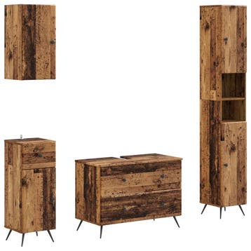 vidaXL 4-delige Badkamerkast Set BREDA Oud hout Bewerkt hout, Verzenden, Nieuw