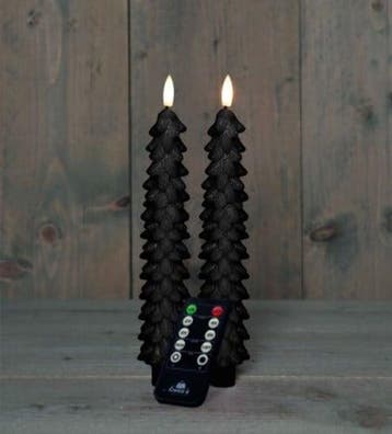 Ledkaars 3d flame candle rustiek zwart kerstboom annas, Ophalen of Verzenden, Nieuw