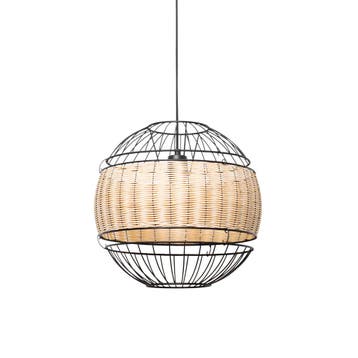 Oosterse hanglamp zwart met rotan 38 cm - Emir, Verzenden, Nieuw, Oosters