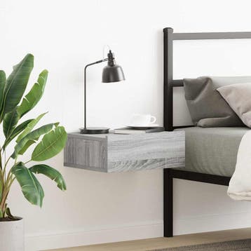 vidaXL Nachtkastje zwevend 40x30x15 cm bewerkt hout grijs, Minder dan 45 cm, Verzenden, Nieuw, Minder dan 55 cm