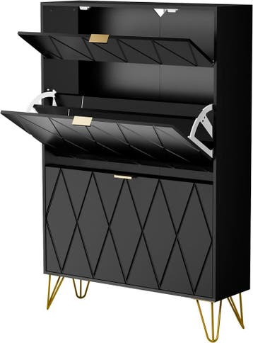 Schoenenkast - Schoenenrek - 80x24x120 cm - Zwart - UEV, Verzenden, Zo goed als nieuw