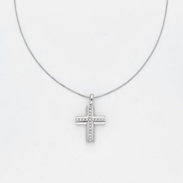 Ketting met hanger - 18 karaat Witgoud Diamant (Natuurlijk)