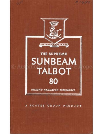 1948 SUNBEAM TALBOT 80 INSTRUCTIEBOEKJE ENGELS