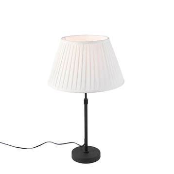 Tafellamp zwart met plisse kap crème 35 cm verstelbaar -, Verzenden, Nieuw